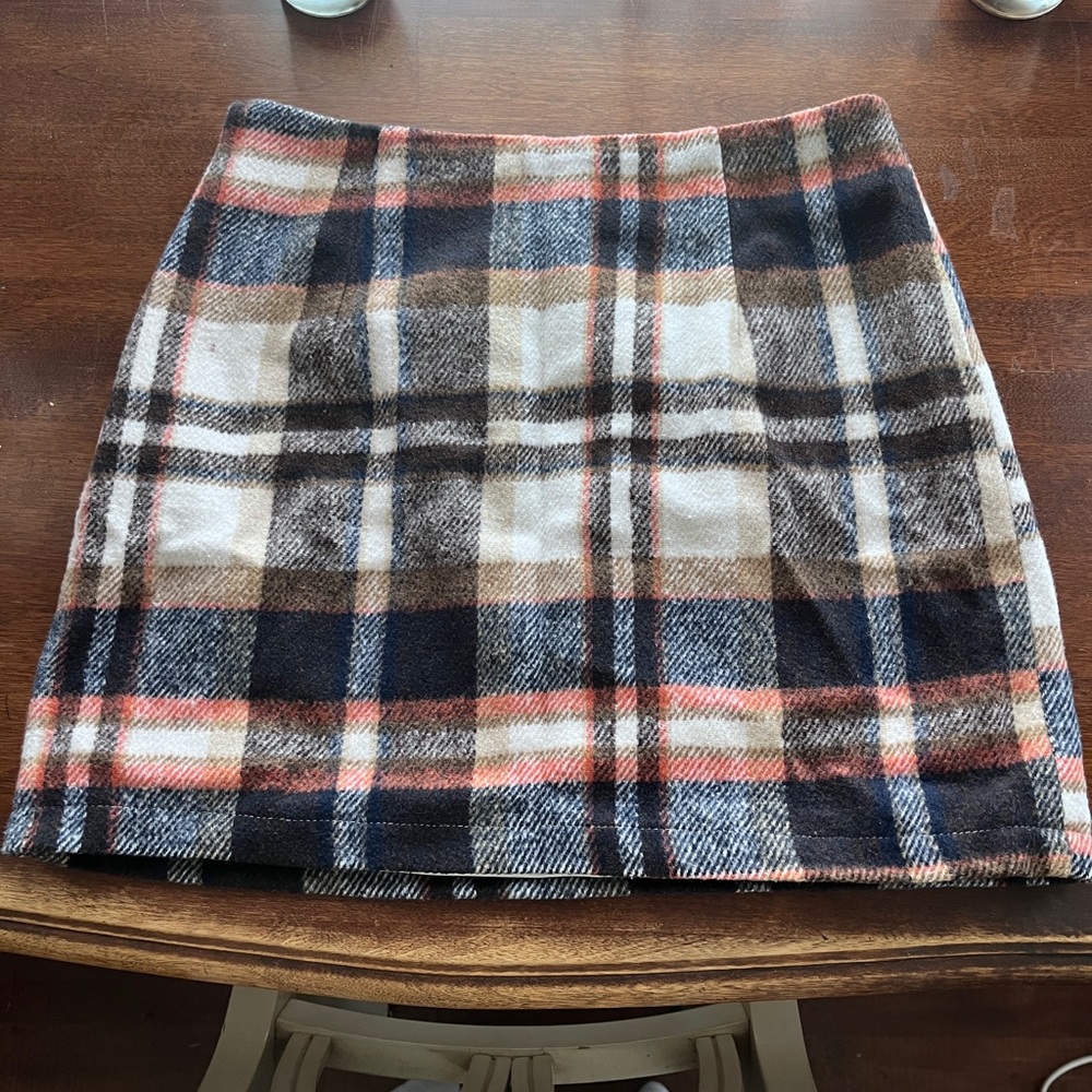 Plaid A-Line Skirt - Brown and Black